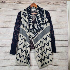 Anthropologie Srod Butterflies Aztec Print Waterfall Knit Open Cardigan Small